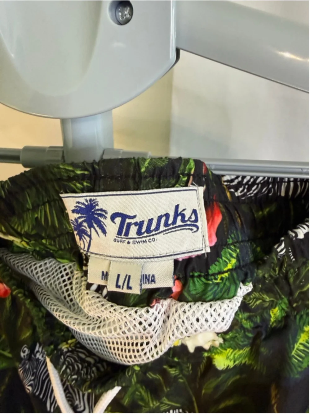 Men's Trunks L Black Green Tropical‎ Print Swim Trunks & Shirt Set